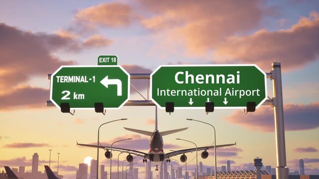 Runway Landing at Chennai International