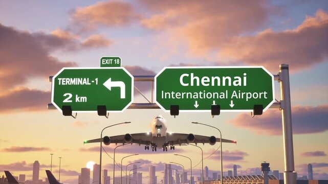 Sunset Plane takeoff from Chennai International