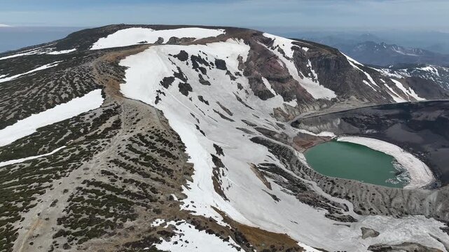 Mount Zao Okama Crater Lake Under Clear Blue Sky, Miyagi and Yamagata, Japan