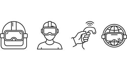 Virtual Reality Icons: Headset, User, Controller, Globe VR © kumara