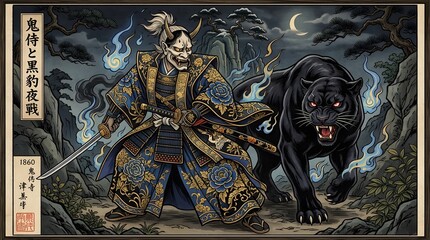 Fototapeta premium Epic digital art depicting a fierce warrior combat scene