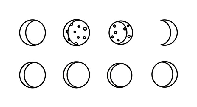 Celestial Phases Moon Cycle Icon Set Vector Graphic