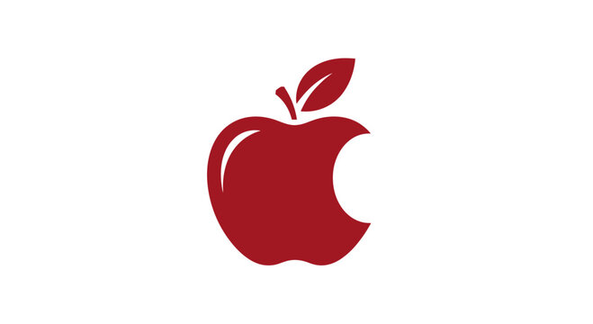 Red bitten apple fruit icon silhouette.