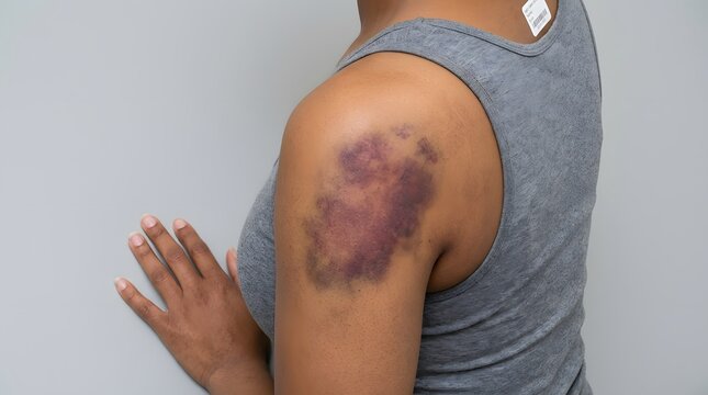 Round cupping bruises visible on a patient's back shoulder