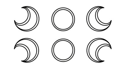 Celestial Phases: Crescent Moon and Full Moon Icons Set © kumara