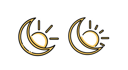 Crescent Moon and Sun Icons Set © kumara