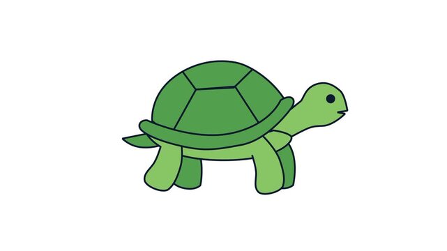 Cute walking turtle animal loop animation