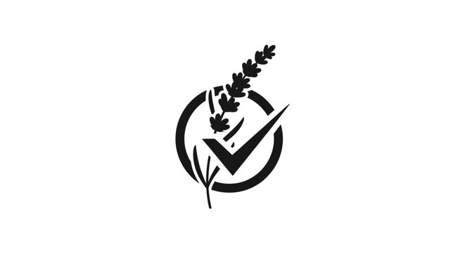 Green leaf and checkmark circular logo design.