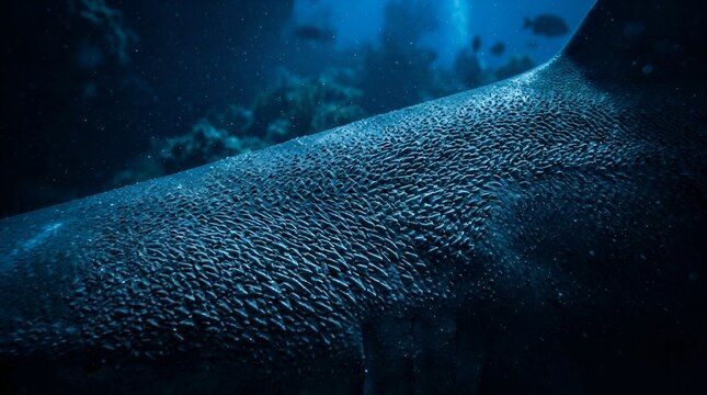 Detailed Macro Texture of Shark Skin Underwater