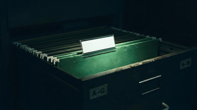 Modern drawer unit with metallic handles and empty compartments cinematic detective concept for mystery investigation. Ai Generated