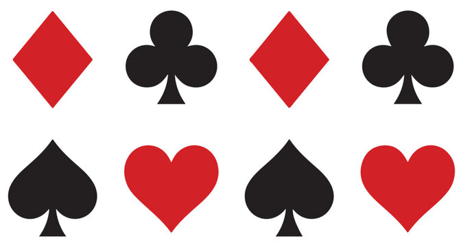 Set of playing card suits including diamond, club, spade and heart icons