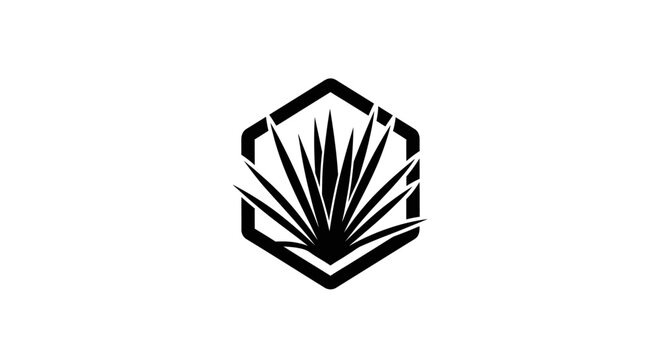 Black and white geometric agave plant logo design.