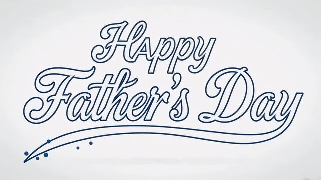 Sleek Dark Blue 3D Glossy Script Happy Father's Day Typography With Long Sweeping Baseline Underline Vector Graphic