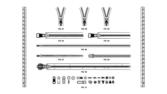 Zippers and Fasteners in Various Designs and Configurations Featuring Zipper, Fastener, Design with Configuration