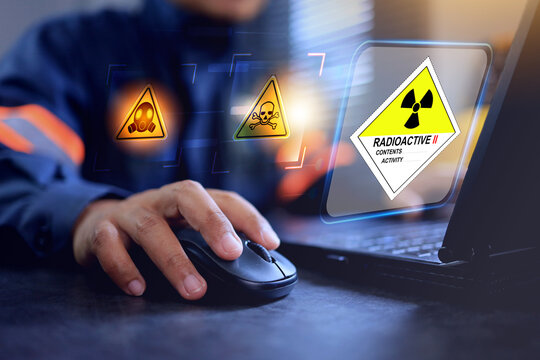 radioactive concept occupational health and hazard control concept with a technician analyzing nuclear contamination and poisonous risk protocols