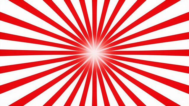 Image features a geometric, abstract style with a radial layout. It consists of red lines radiating from a central point, creating a starburst pattern against a white background. The lines are evenly 