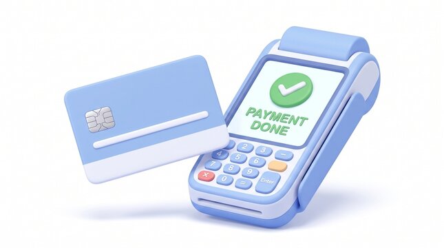 3D EDC Payment Terminal with Bank Card, Cashless Payment, Mobile Banking, Point of Sale, Retail Transaction and Financial Technology Illustration Digital Banking, Retail Checkout, NFC Payment and Fint