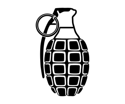 Hand grenade weapon military explosive vector silhouette