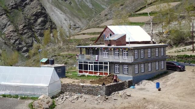 Drone Footage of Rugged Himalayan Mountains in the Himalayan Region of Northern India