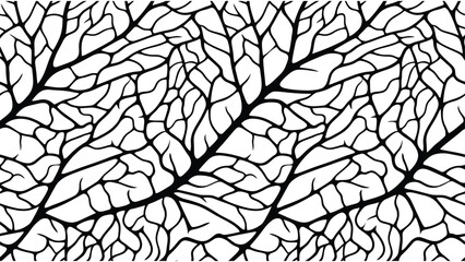 Obraz premium Seamless leaf vein pattern. Black and white organic texture. Abstract botanical vector background.