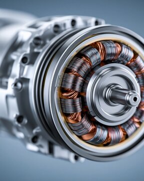 Closeup of a compact passenger electric power steering motor assembly showcasing precise rotor and stator installation within a small automotive housing.