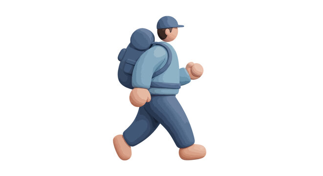 3D Claymation Man with Backpack Walking, Adventure, Journey, Travel