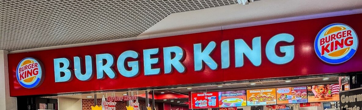  a close up photo of a sign for burger king restaurant 