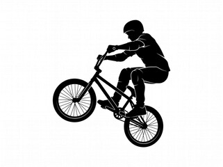 Obraz premium BMX Rider Performing Jump Trick Silhouette Vector Illustration
