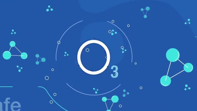 Ozone O3 Chemical Formula Molecule Structure Background. Ecology Atmosphere Environment Layer Science 2D Animation.