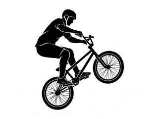 Obraz premium BMX Rider Performing Jump Trick Silhouette Vector Illustration