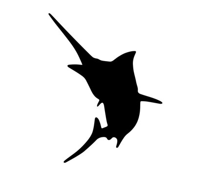 Marlin swordfish jumping sea predator ocean fishing sport silhouette