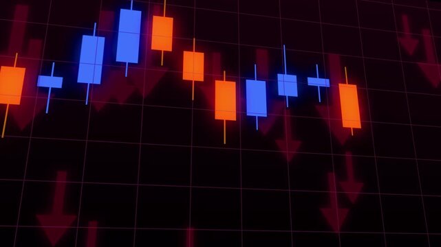 Professional trader analyzing stock market chart with candlestick patterns on digital screen for investment strategy and financial growth