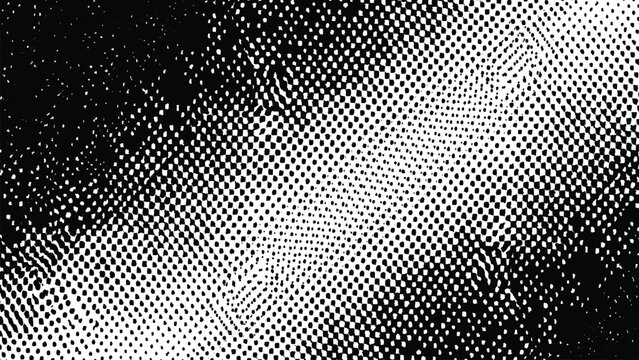 Abstract black and white halftone dots texture background, pop art gradient screen print pattern backdrop for comic design.