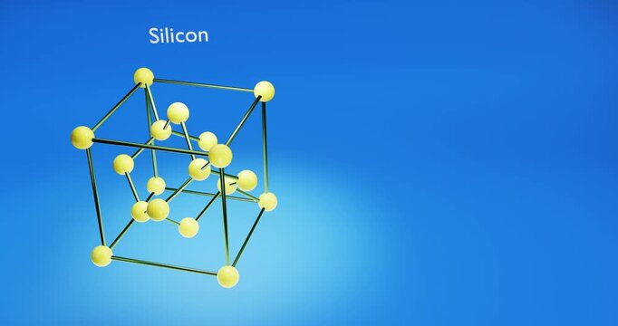 Silicon crystal. Science concept. 3d render video.
