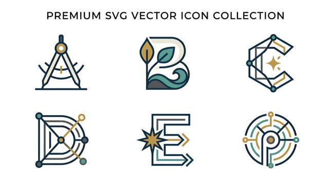 Premium SVG Vector Icon Collection: ABCDE Symbols