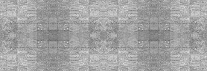Fototapeta premium Front view of a wall made of gray slabs. background of a new and modern wall or building exterior grey slabs Marble brick pattern floor abstract natural marble black gray wall Top view and front view