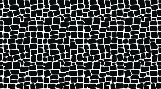 Seamless black and white stone wall pattern.