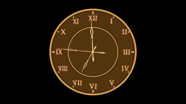 The dial of the watch is brown, golden hands, Roman numerals, 7 o'clock