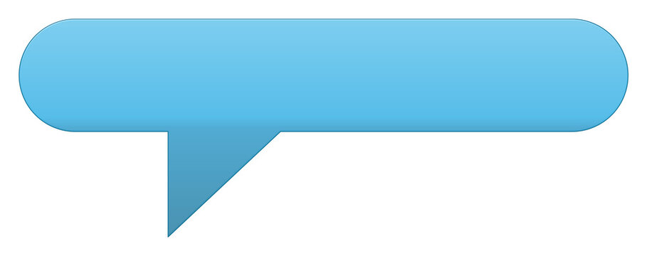 Blue speech bubble displaying text box communication thought