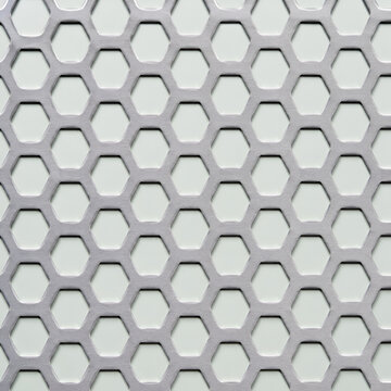 Hexagonal perforated steel sheet texture with honeycomb hole pattern