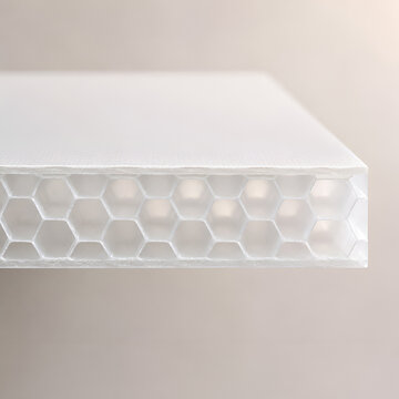 Translucent polypropylene honeycomb panel edge texture with hexagonal cells