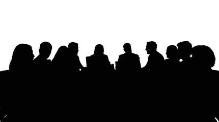 Obraz premium Silhouette group of people sitting together isolated on transparent background