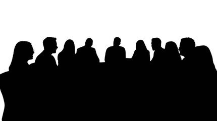 Obraz premium Silhouette group of people standing together isolated on transparent background