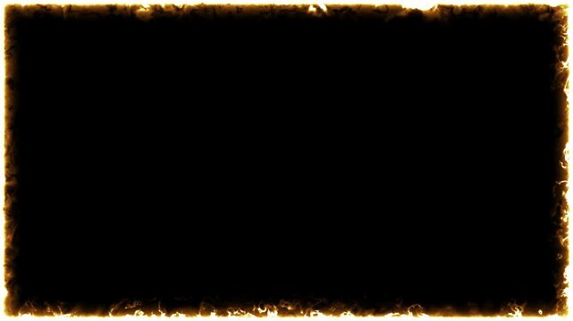 Warm golden amber burnt paper edge frame with rustic texture and dark center void space