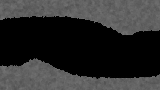 Grey textured paper rip effect with central black void for modern digital background composition