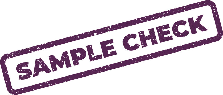 Grunge rubber stamp with sample check text in rectangular frame for document approval and verification