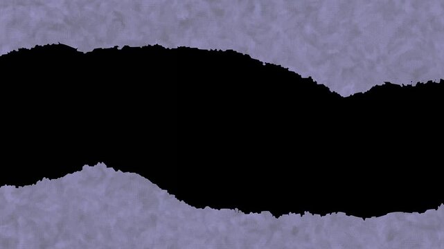 Lavender textured paper rip with central black void for artistic background layouts