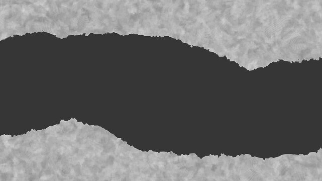 Grey textured paper rip with dark grey void for background