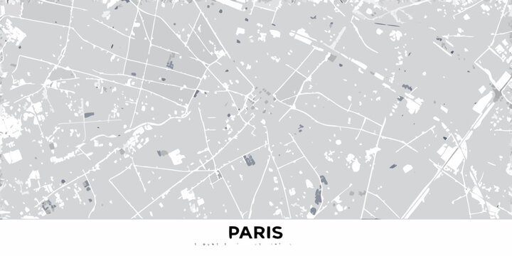 Paris map a minimalist black and white street map illustration
