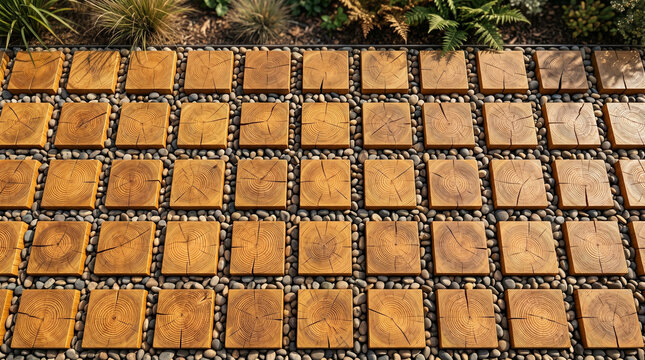 Square Brick Pavement Pattern Background for Landscape Flooring Texture Design